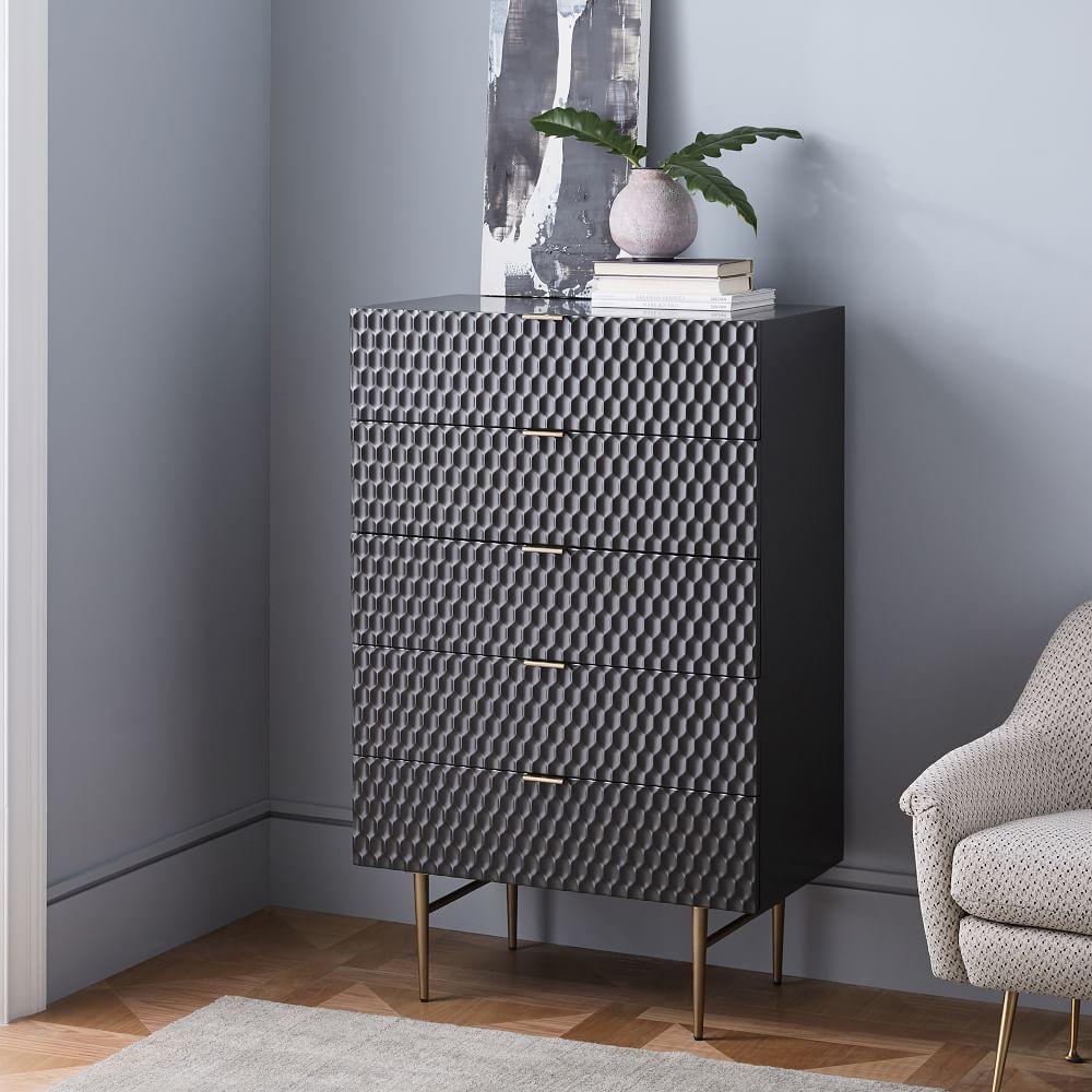 Audrey 5 Drawer Chest Charcoal west elm United Kingdom